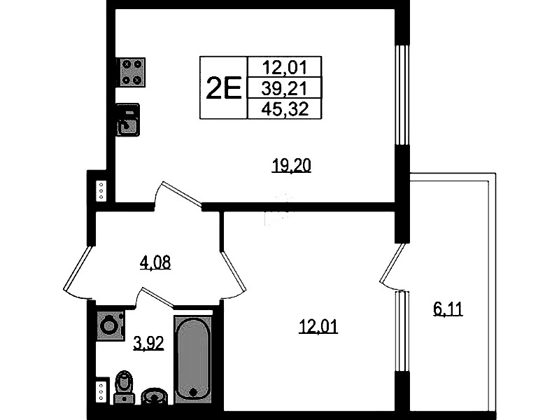 1-комнатная квартира 39.21 м², 1/4 эт., ЖК «Любоград в Стрельне»